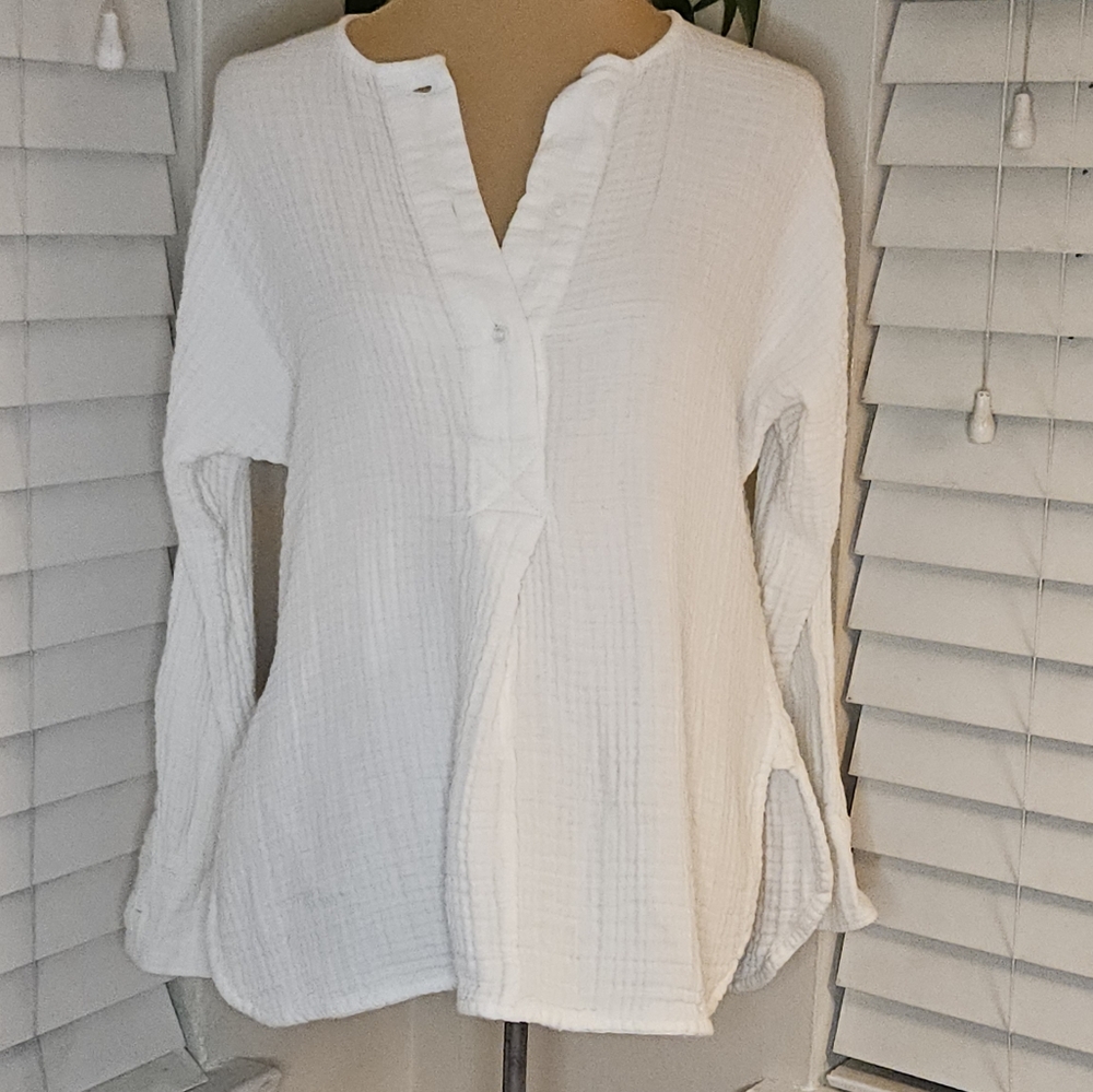 Lou & Grey Waffled Triple Cloth Gauze Popover Tunic Top